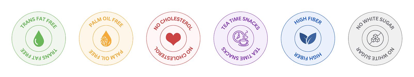 Trans Fat Free, Palm Oil Free, No Cholesterol, Tea Time Snacks, High Fiber, No White Sugar