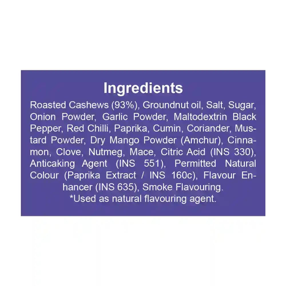 Roasted Cashew BBQ Ingredients – No Palm Oil, No Maida, Natural Premium Roasted Cashew | Let's Try Foods