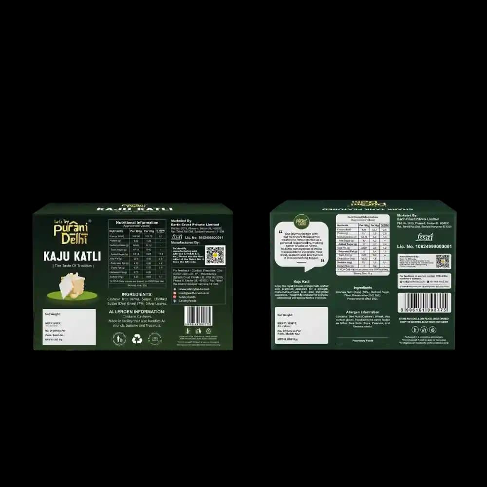 Purani Delhi - Kaju Katli Ingredients & Nutritional Label – No Palm Oil, No Maida Clean Label Traditional De | Let's Try Foods