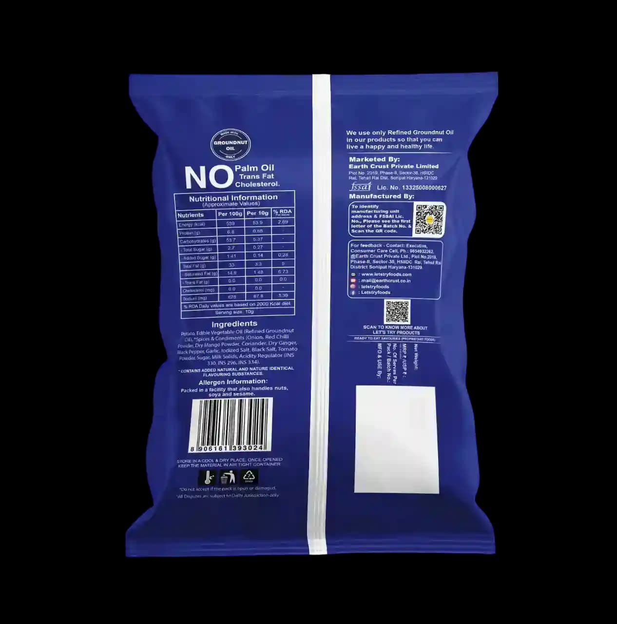 Desi Masala Chips Ingredients & Nutritional Label – No Palm Oil, No Maida Clean Label Healthy Chips | Let's Try Foods