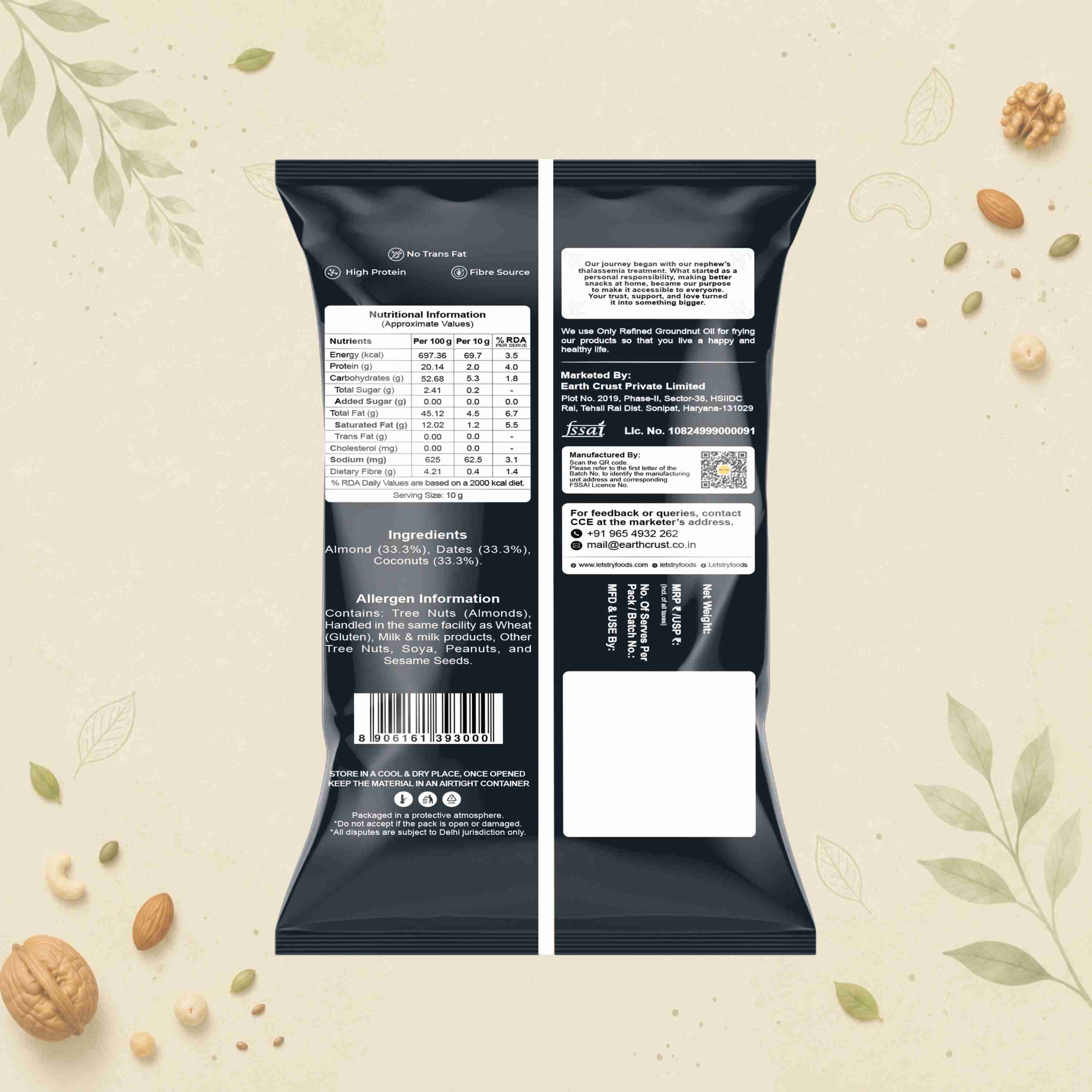 Crunchy Nutty Mix Ingredients & Nutritional Label – No Palm Oil, No Maida Clean Label Healthy Indian Mixture | Let's Try Foods