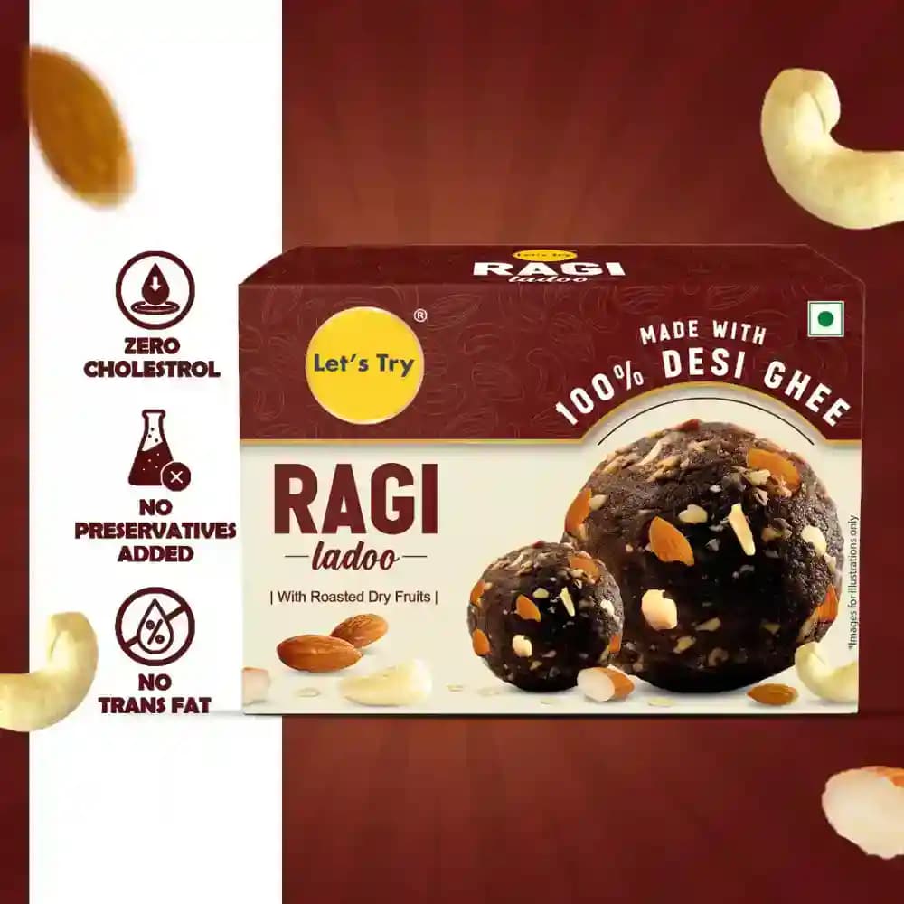 Ragi Ladoo – No Palm Oil, No Maida, No Artificial Flavour | Healthy Indian Snack | Let's Try Foods