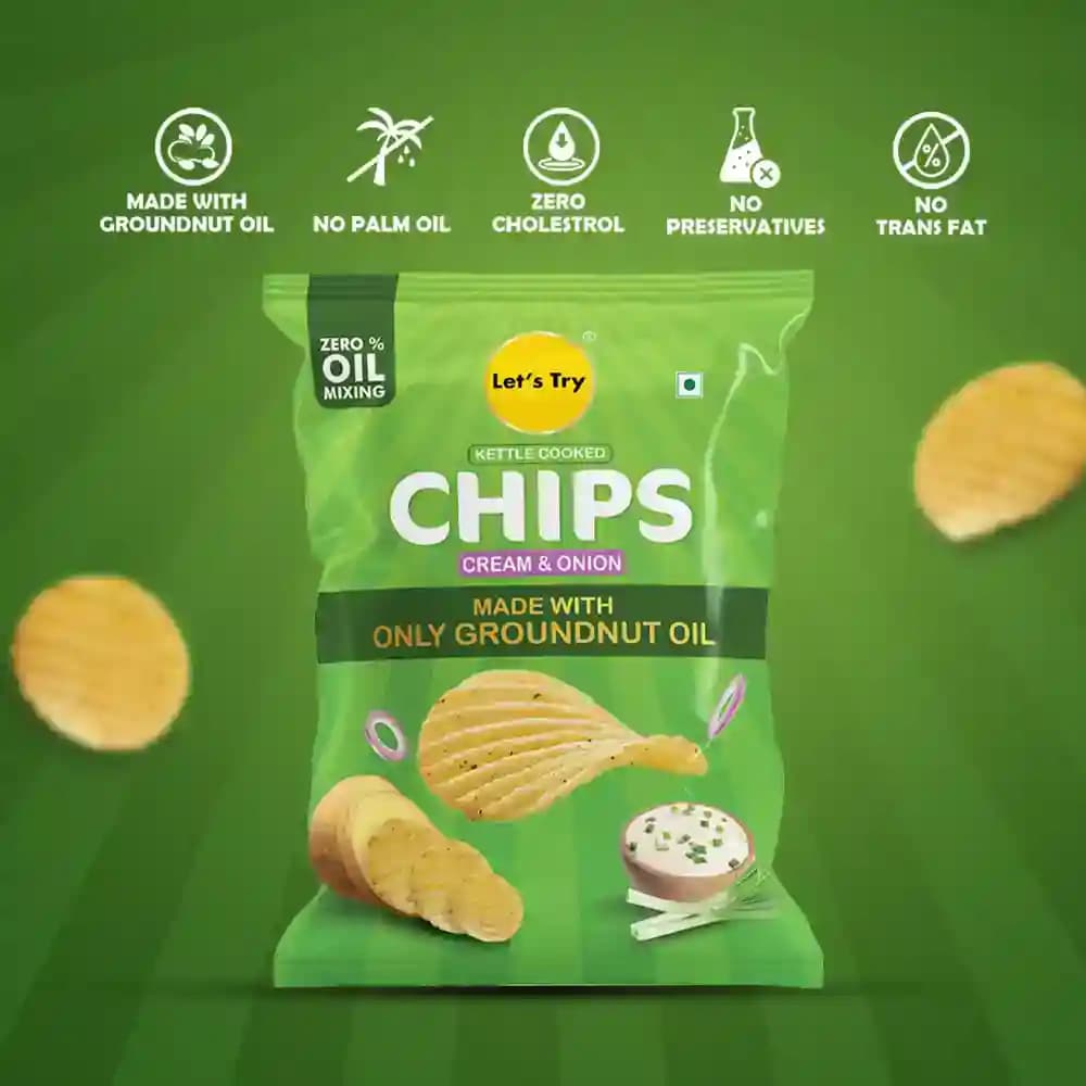 Cream & Onion Chips – No Palm Oil, No Maida, No Artificial Flavour | Healthy Indian Snack | Let's Try Foods