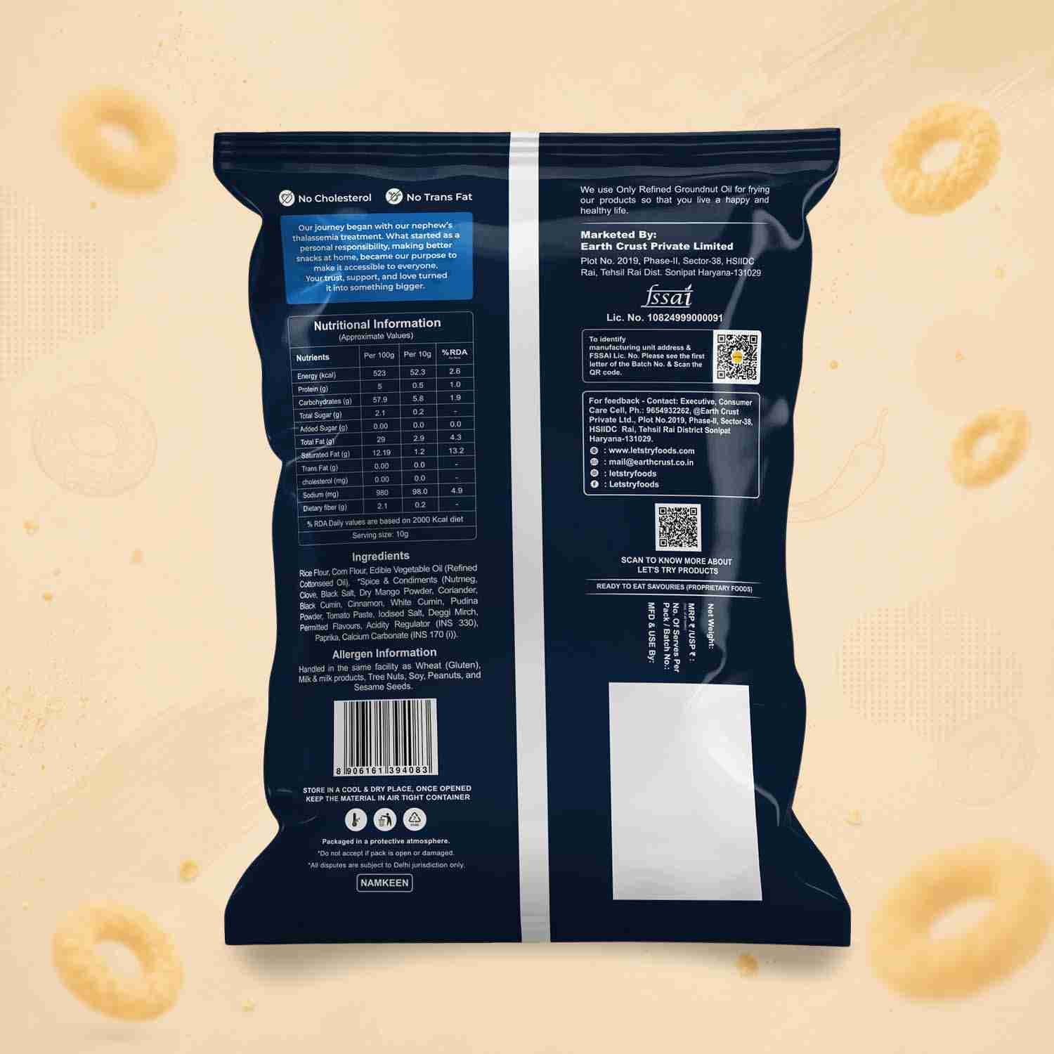 Masala Rings Ingredients & Nutritional Label – No Palm Oil, No Maida Clean Label Healthy Snack Rings | Let's Try Foods