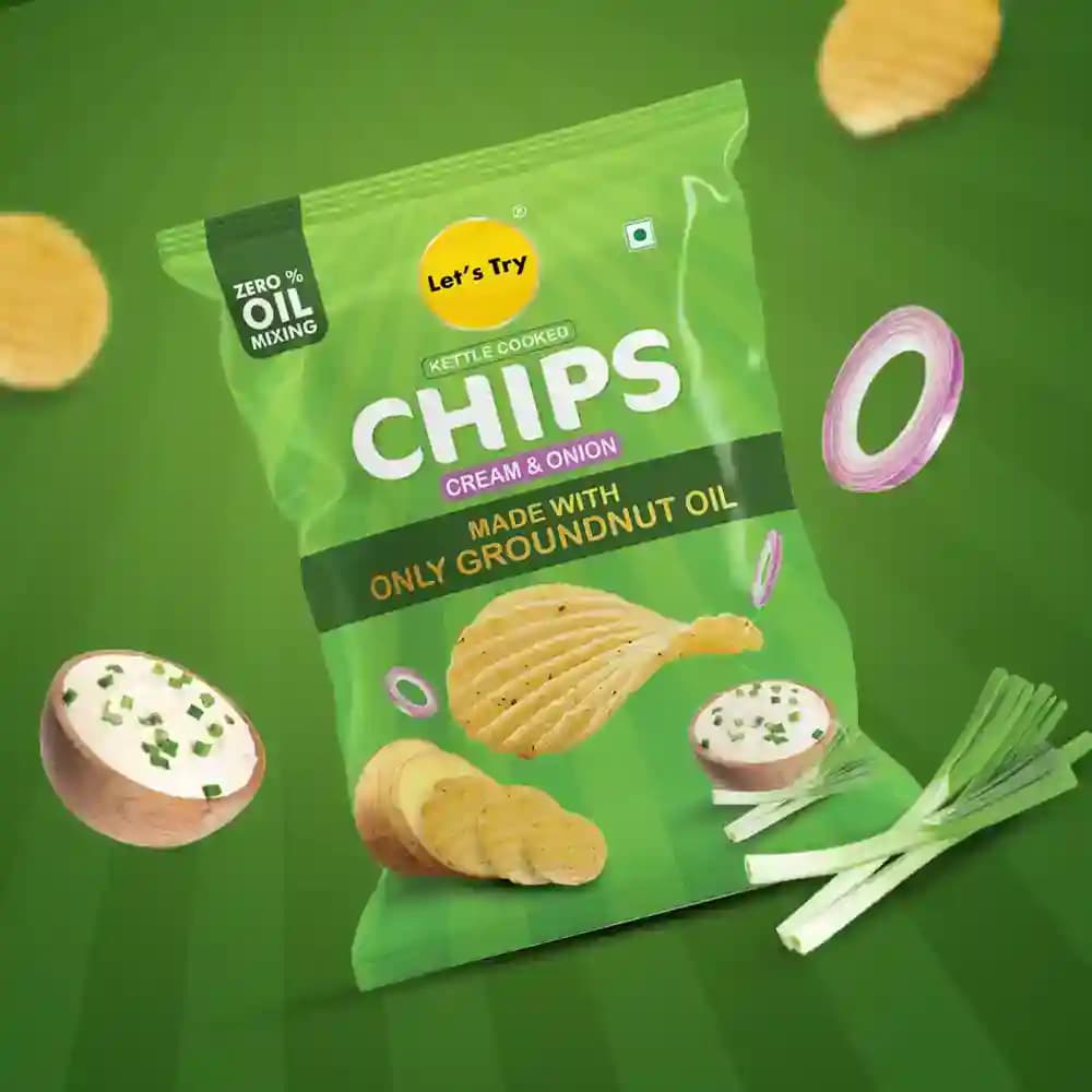 Cream & Onion Chips – Healthy Chips, No Palm Oil, No Maida | Buy Online India | Let's Try Foods