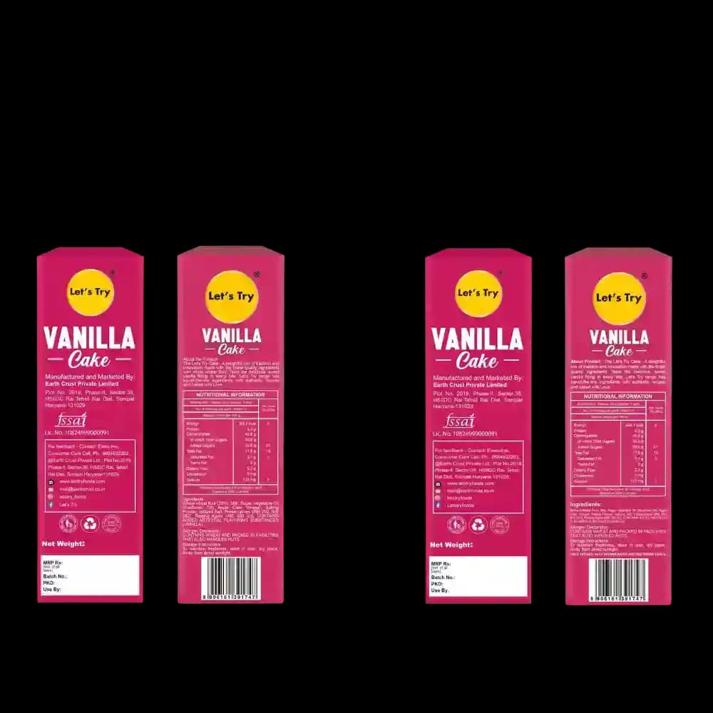 Vanilla Cake Back Label – Ingredients & Nutritional Info | Healthy Healthy Baked Snack | Let's Try Foods