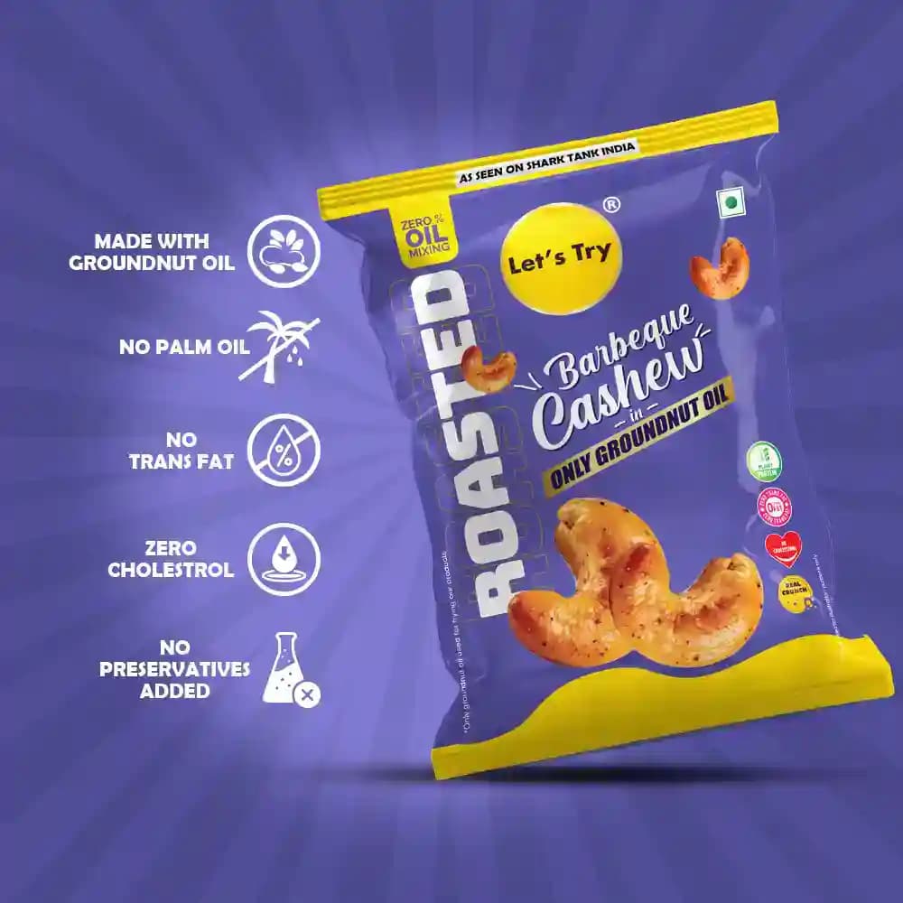 Roasted BBQ Cashew – No Palm Oil, No Maida, No Artificial Flavour | Healthy Indian Snack | Let's Try Foods