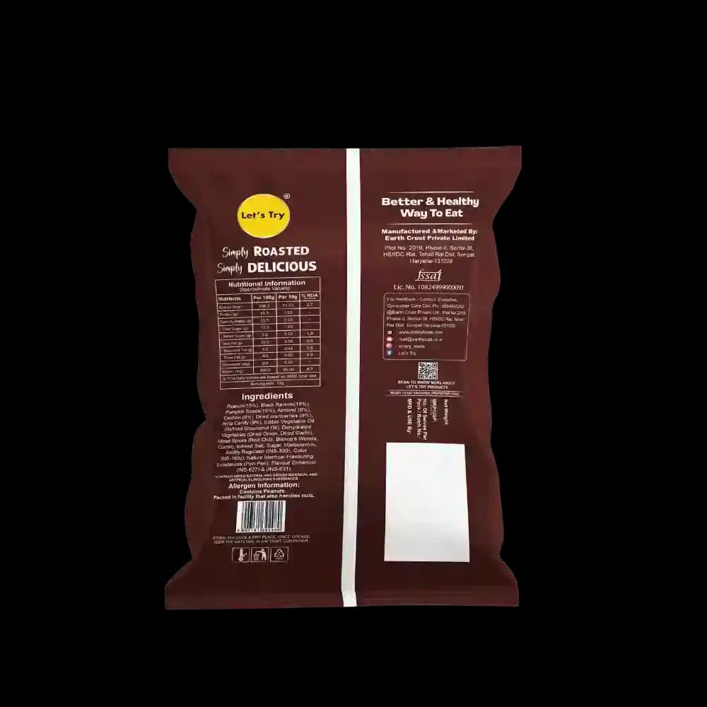 Spicy Trail Mix Ingredients & Nutritional Label – No Palm Oil, No Maida Clean Label Healthy Indian Mixture | Let's Try Foods