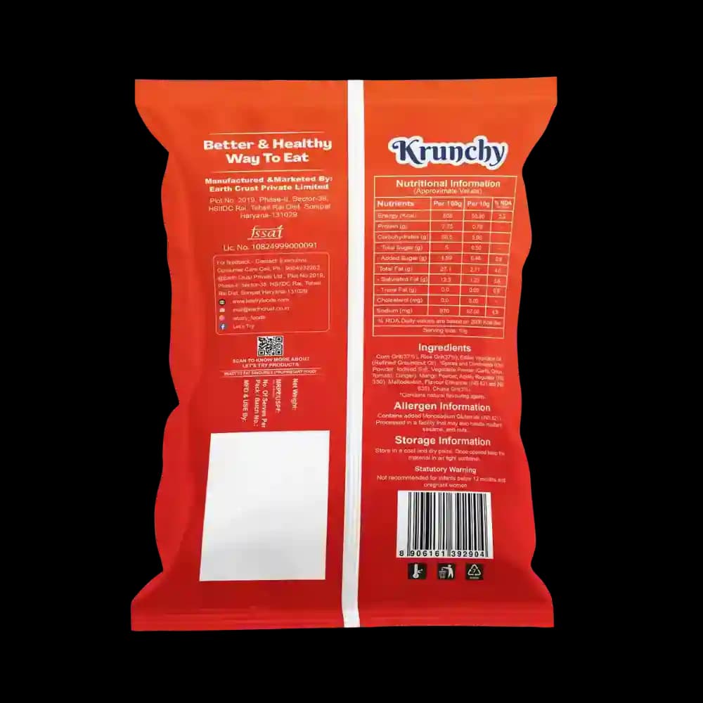 Krunchy Dabangg Masala Ingredients & Nutritional Label – No Palm Oil, No Maida Clean Label Healthy Indian Sn | Let's Try Foods