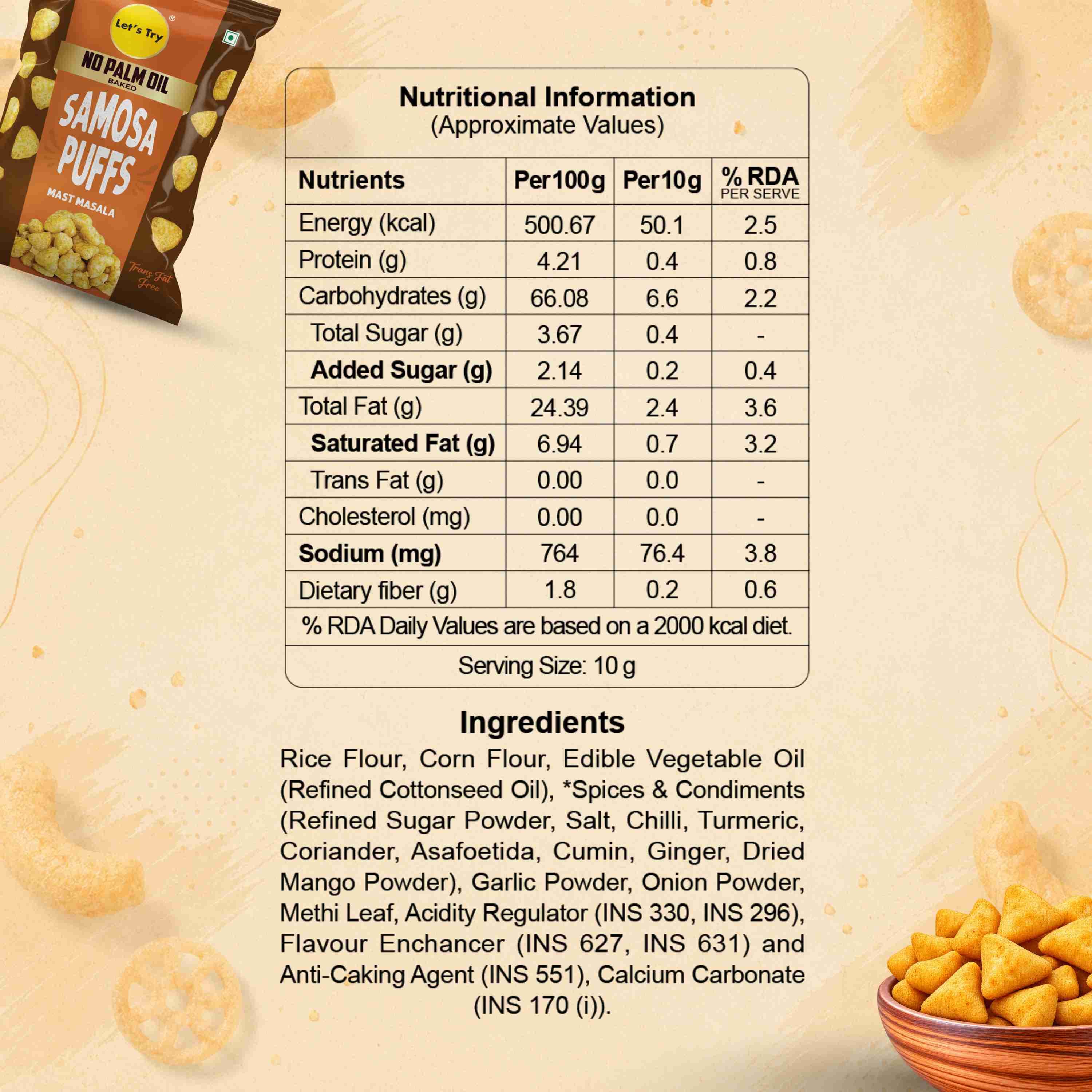 Samosa Puff Nutrition Facts – Calories & Ingredients | Healthy Healthy Namkeen | Let's Try Foods