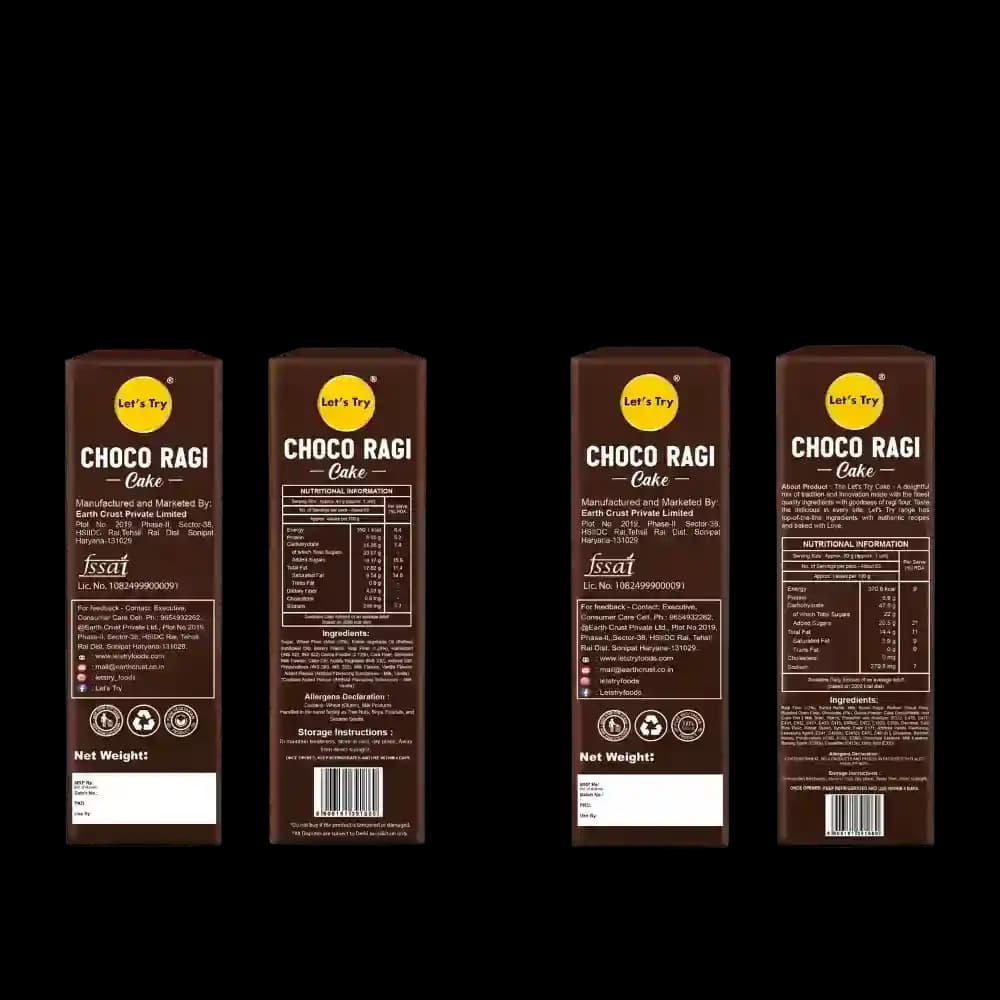 Choco Ragi Cake Back Label – Ingredients & Nutritional Info | Healthy Healthy Baked Snack | Let's Try Foods