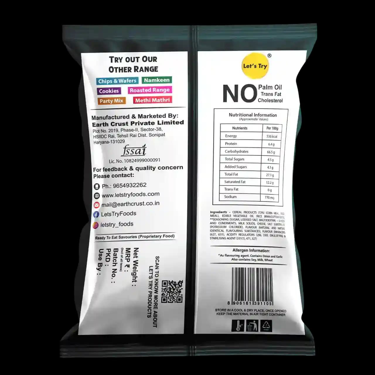 Cheese Balls Ingredients & Nutritional Label – No Palm Oil, No Maida Clean Label Healthy Indian Snack | Let's Try Foods