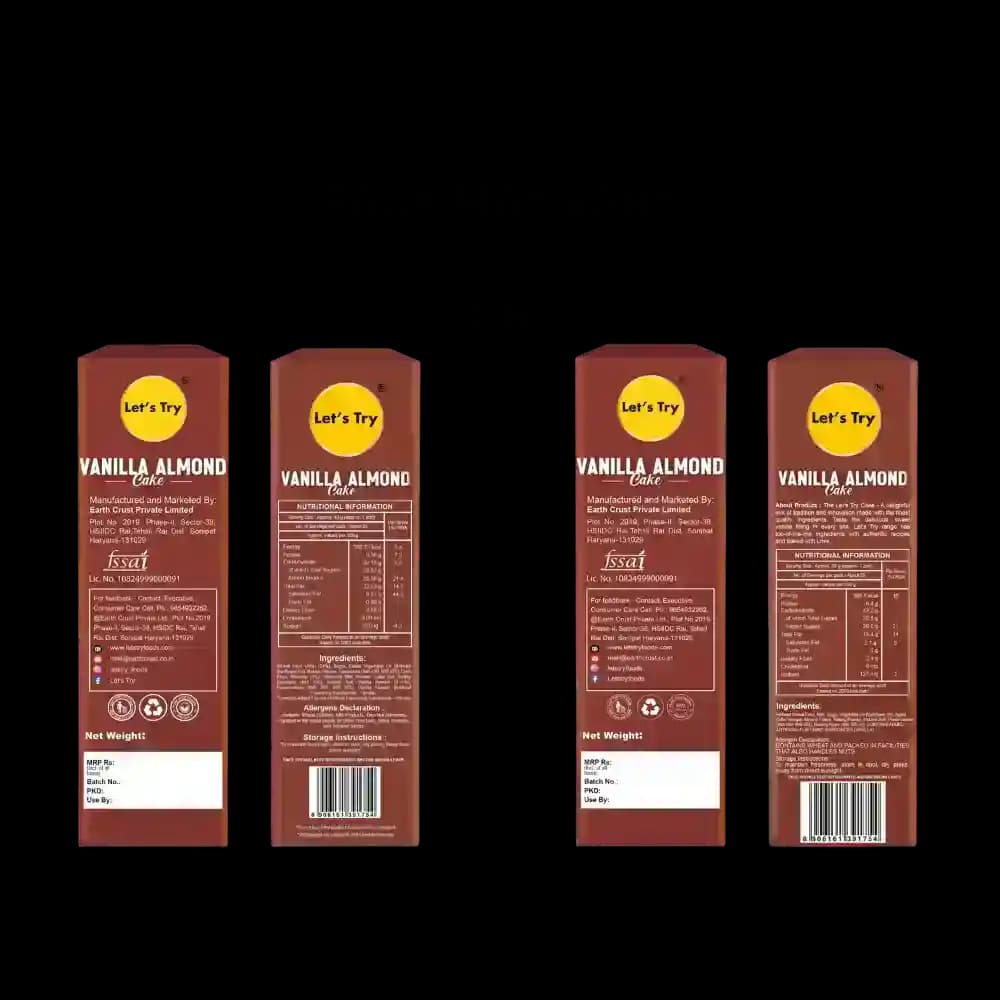 Vanilla Almond Cake Ingredients & Nutritional Label – No Maida, No Palm Oil Clean Label Healthy Baked Snack | Let's Try Foods