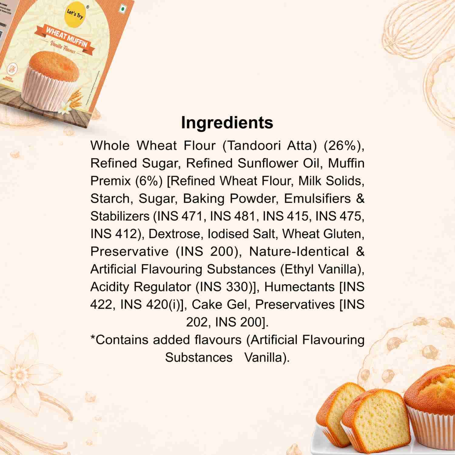 Vanilla Muffin Ingredients – Calories & Ingredients | Healthy Healthy Baked Snack | Let's Try Foods