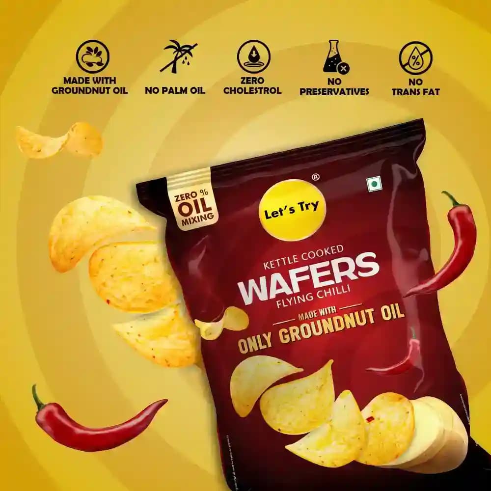 Flying Chilli Wafers β No Palm Oil, No Maida, No Artificial Flavour | Healthy Indian Snack | Let's Try Foods