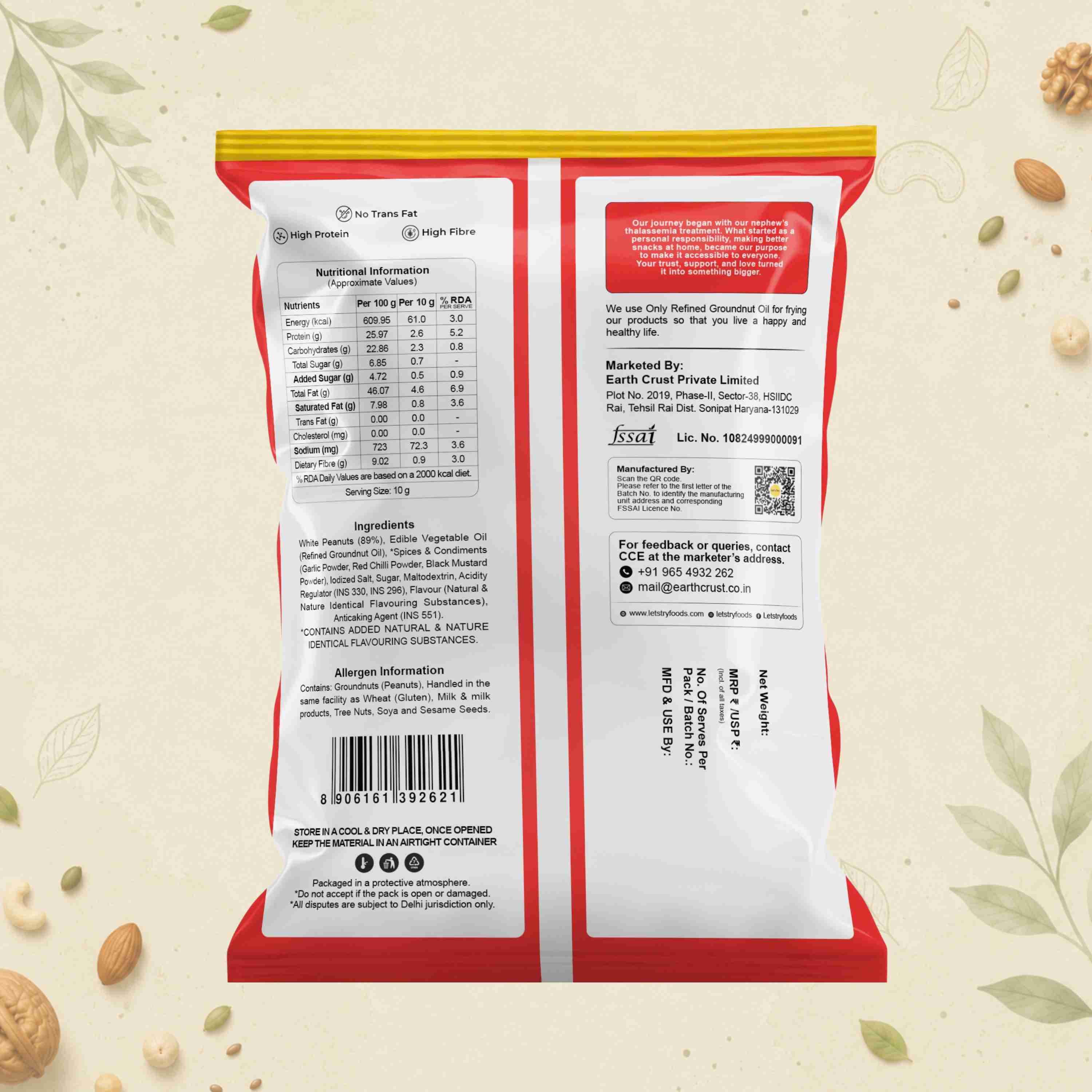 Roasted Peanut BBQ Ingredients & Nutritional Label – No Palm Oil, No Maida Clean Label Healthy Roasted Nuts | Let's Try Foods