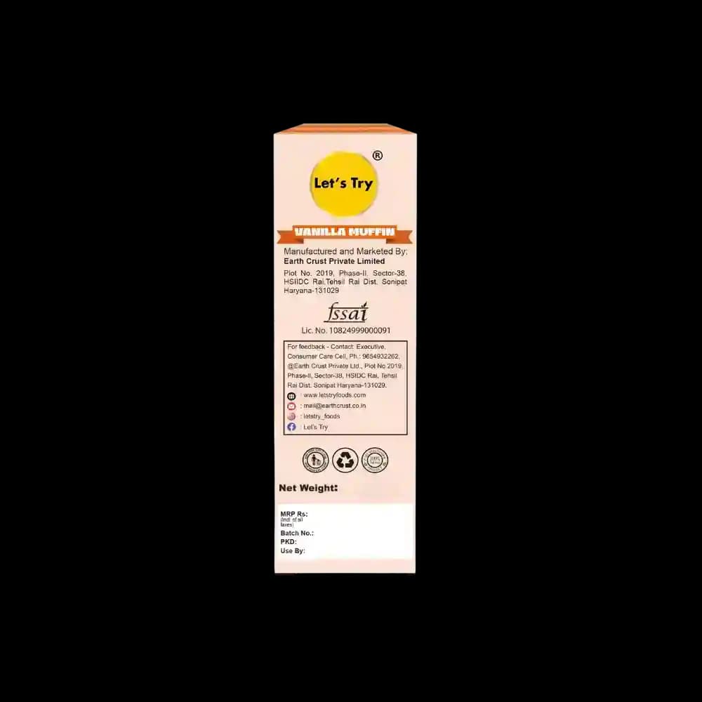 Vanilla Muffin Back Label – Ingredients & Info | Healthy Healthy Baked Snack | Let's Try Foods