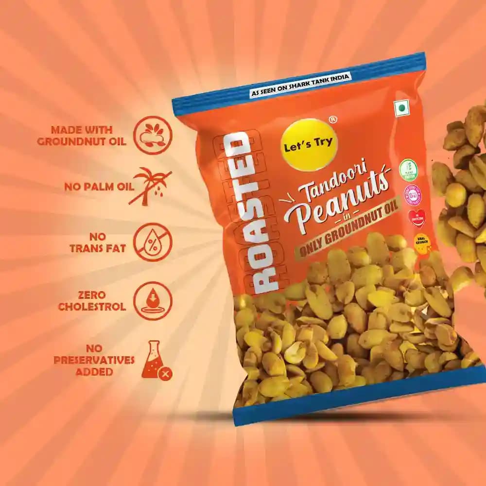 Roasted Tandoori Peanuts β No Palm Oil, No Maida, No Artificial Flavour | Healthy Indian Snack | Let's Try Foods