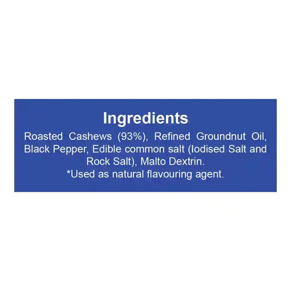 Roasted Cashew Pepper Ingredients ā No Palm Oil, No Maida, Natural Premium Roasted Cashew | Let's Try Foods