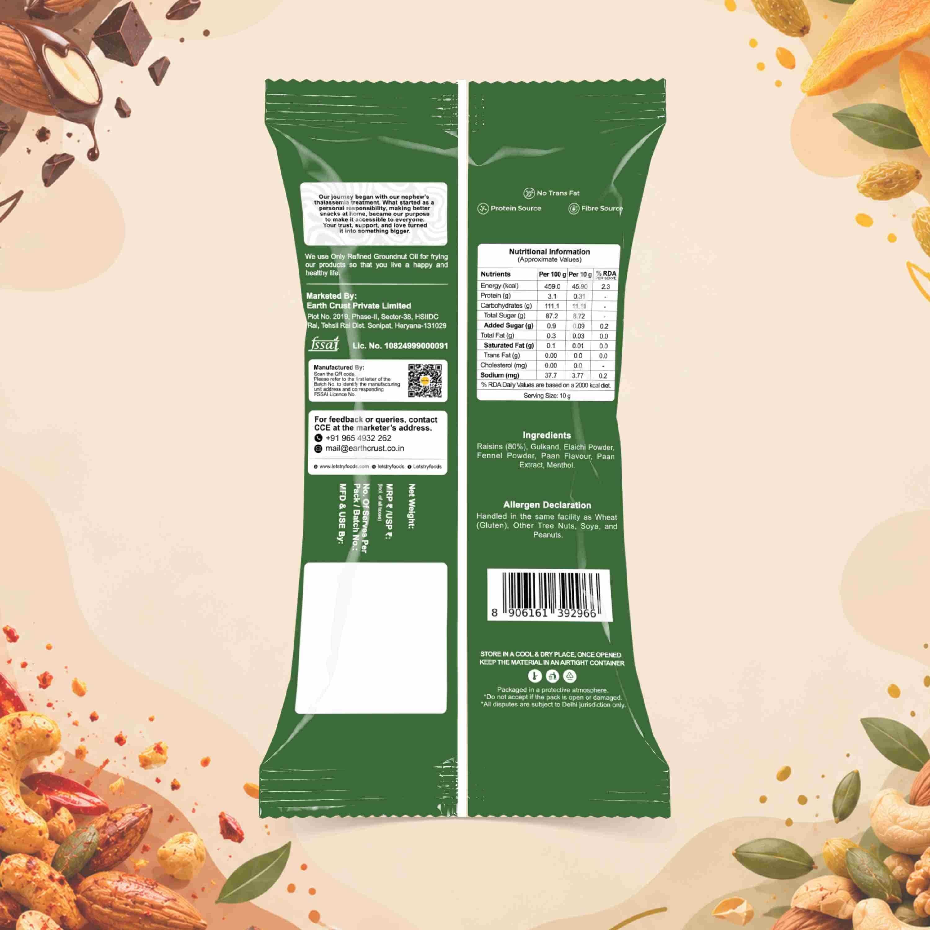 Paan Raisins Ingredients & Nutritional Label – No Palm Oil, No Maida Clean Label Healthy Dry Fruit Snack | Let's Try Foods