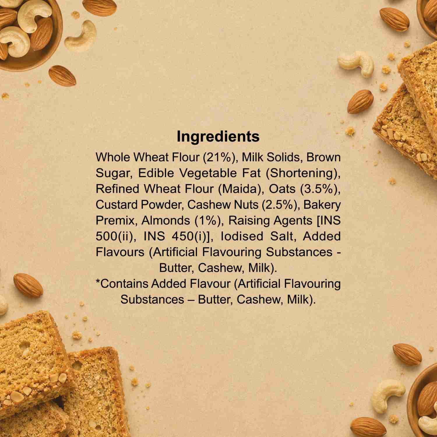 Kaju Almond Cake Rusk 200gm Ingredients – Calories & Ingredients | Healthy Healthy Rusk | Let's Try Foods