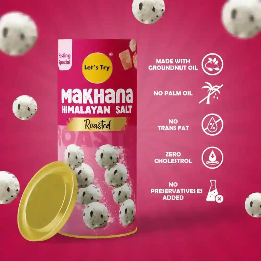 Himalayan Salt Makhana (Jar) – No Palm Oil, No Maida, No Artificial Flavour | Healthy Indian Snack | Let's Try Foods