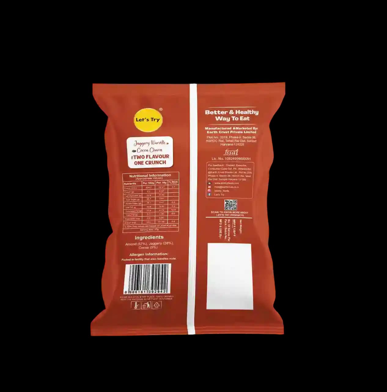 Chocolate Almond Ingredients & Nutritional Label – No Palm Oil, No Maida Clean Label Healthy Indian Snack | Let's Try Foods