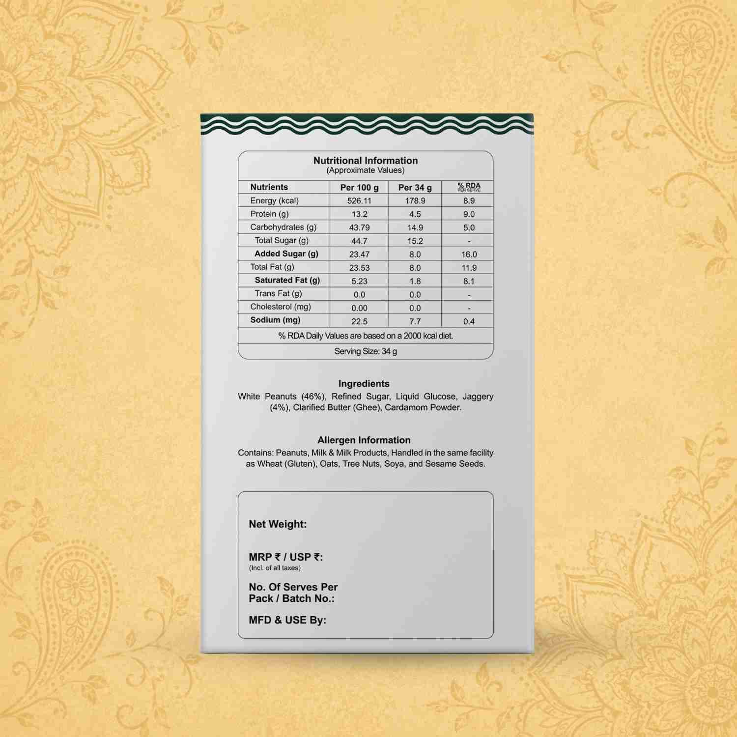 Peanut Chikki Back Label – Ingredients & Info | Healthy Healthy Indian Sweets | Let's Try Foods