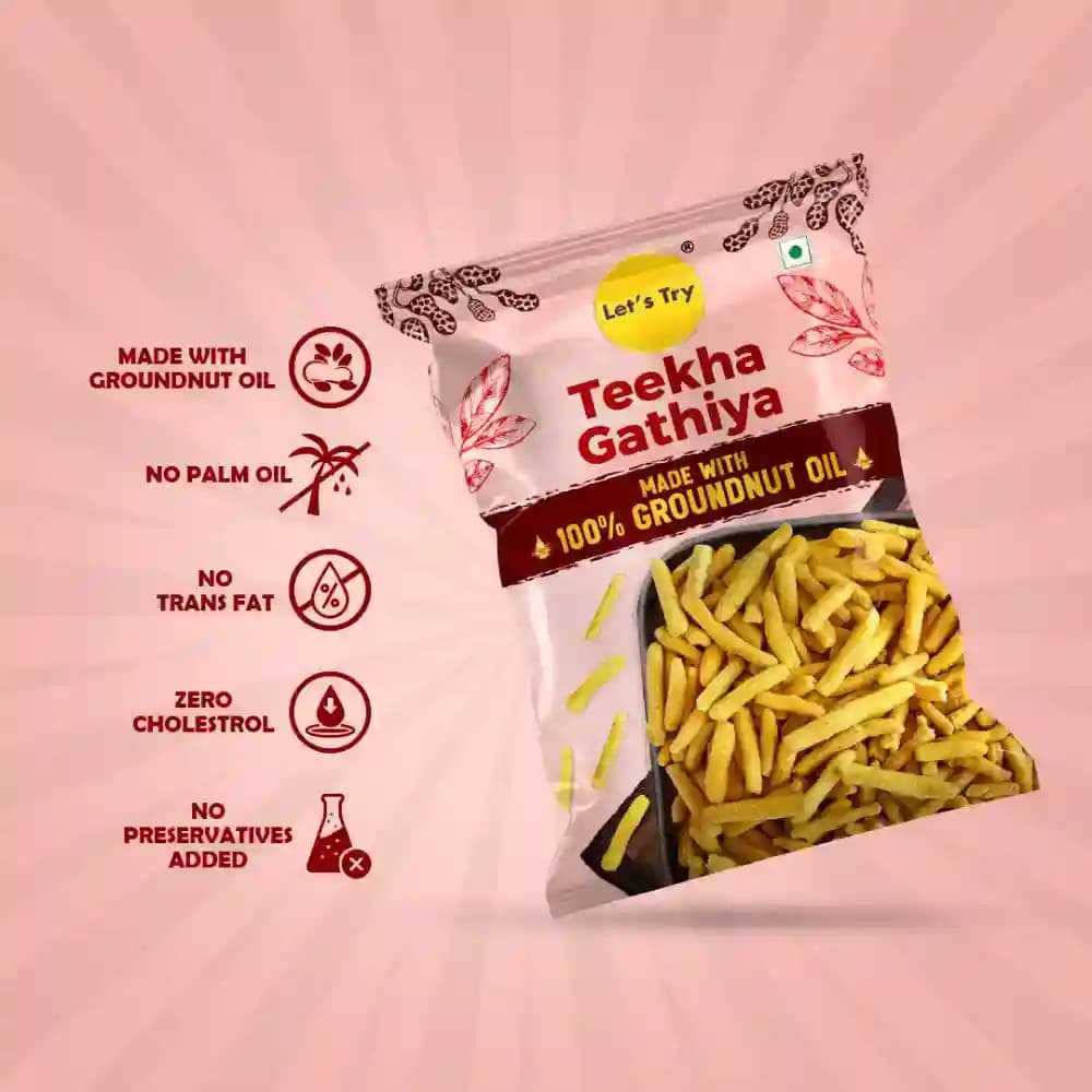 Teekha Gathiya β No Palm Oil, No Maida, No Artificial Flavour | Healthy Indian Snack | Let's Try Foods