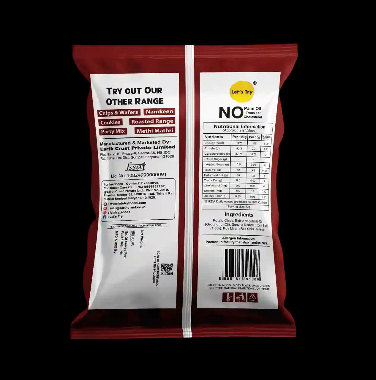 Vrat Mota Chips Ingredients & Nutritional Label – No Palm Oil, No Maida Clean Label Healthy Chips | Let's Try Foods