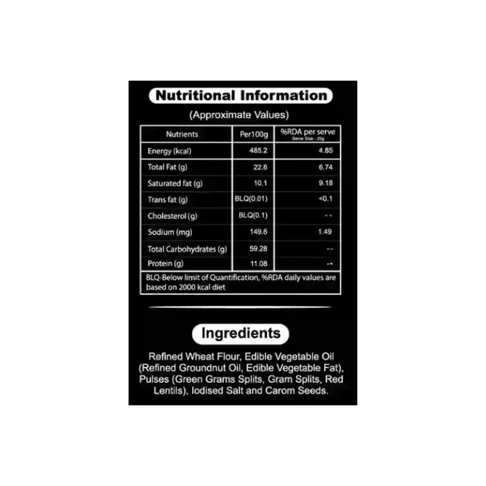 Purani Delhi - Dal Mathri Nutrition Facts β Calories & Ingredients | Healthy Healthy Namkeen | Let's Try Foods