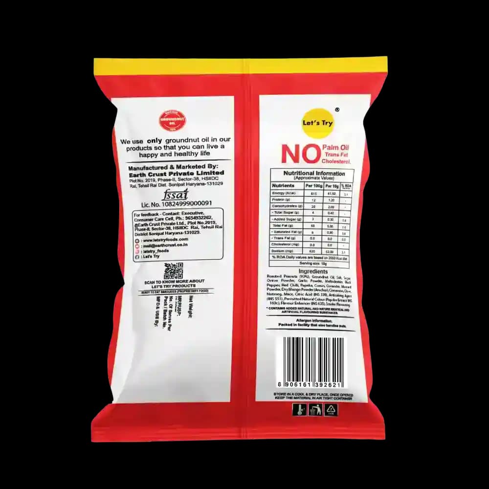 Roasted Peanut BBQ Ingredients & Nutritional Label ā No Palm Oil, No Maida Clean Label Healthy Roasted Nuts | Let's Try Foods