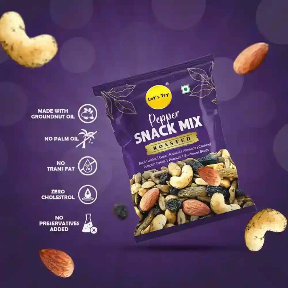 Pepper Snack Mix β No Palm Oil, No Maida, No Artificial Flavour | Healthy Indian Snack | Let's Try Foods