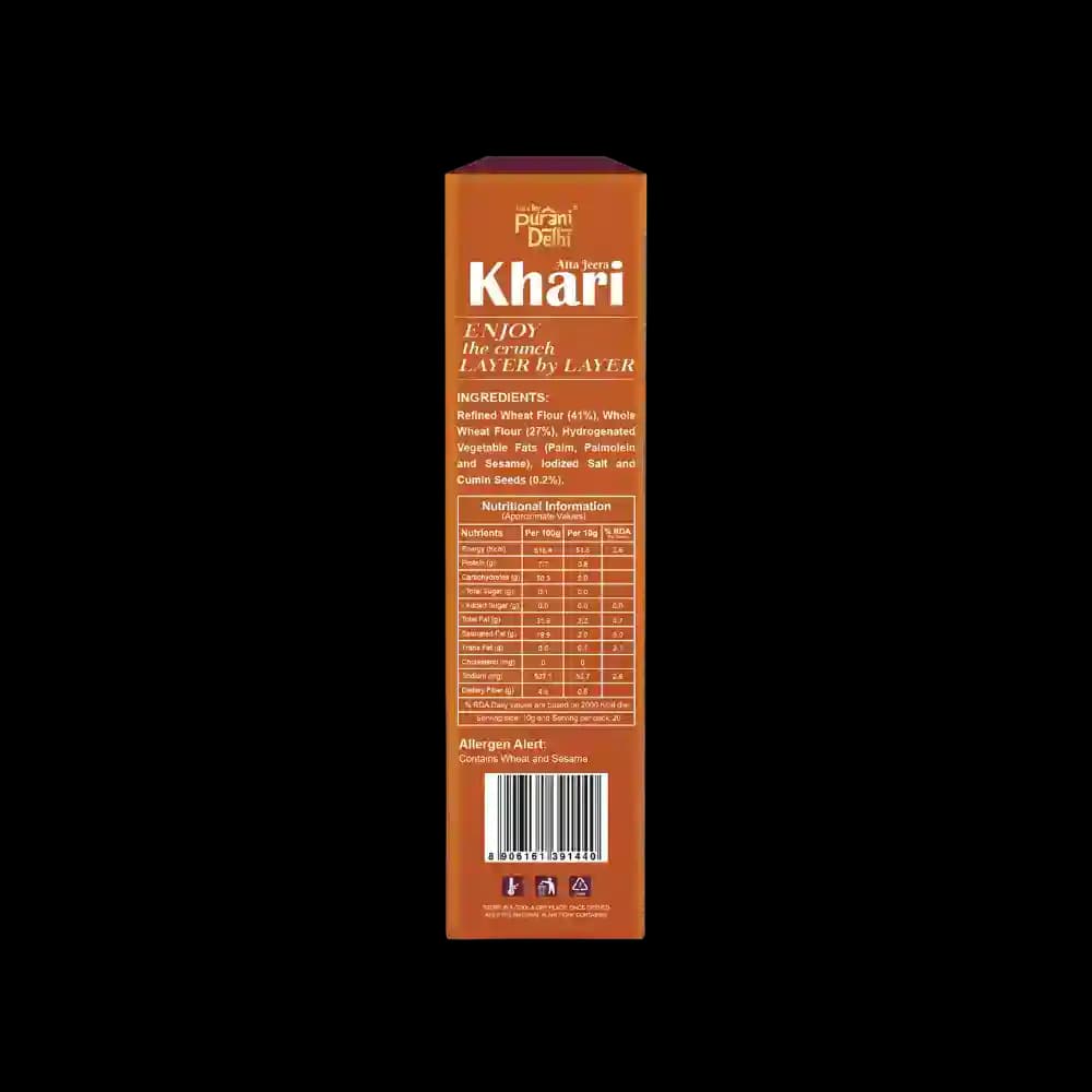 Purani Delhi - Khari Back Label β Ingredients & Info | Healthy Healthy Namkeen | Let's Try Foods