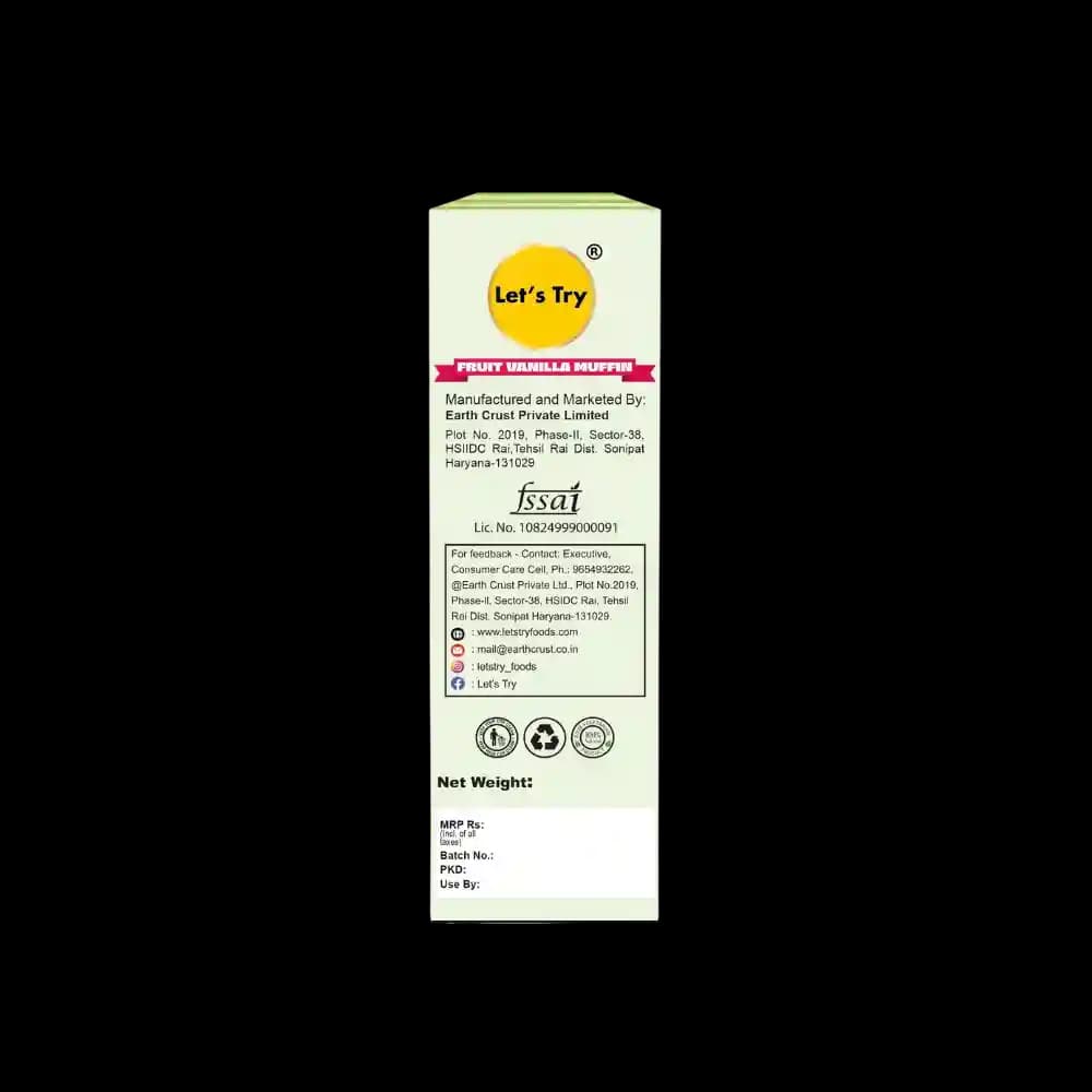 Fruit Vanilla Muffin Back Label – Ingredients & Info | Healthy Healthy Baked Snack | Let's Try Foods
