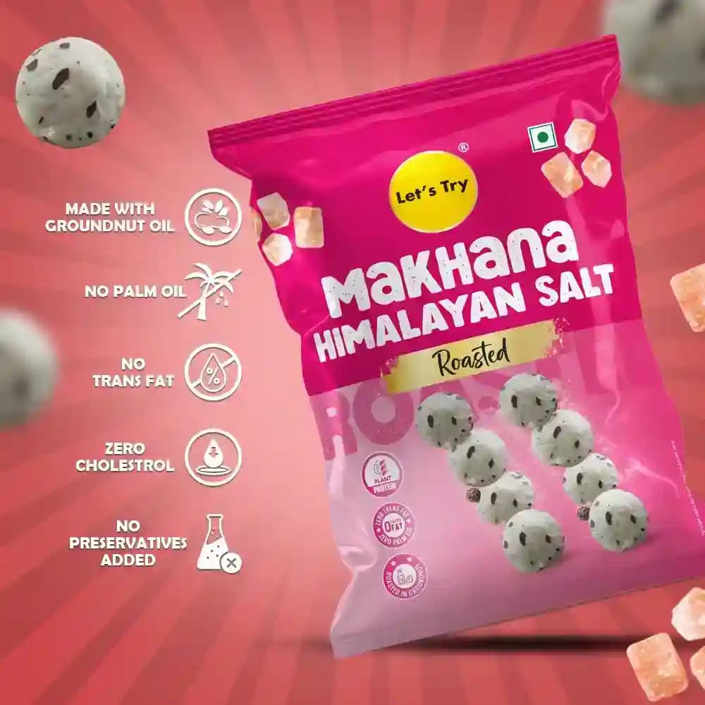Himalayan Salt Makhana (Pouch) – No Palm Oil, No Maida, No Artificial Flavour | Healthy Indian Snack | Let's Try Foods