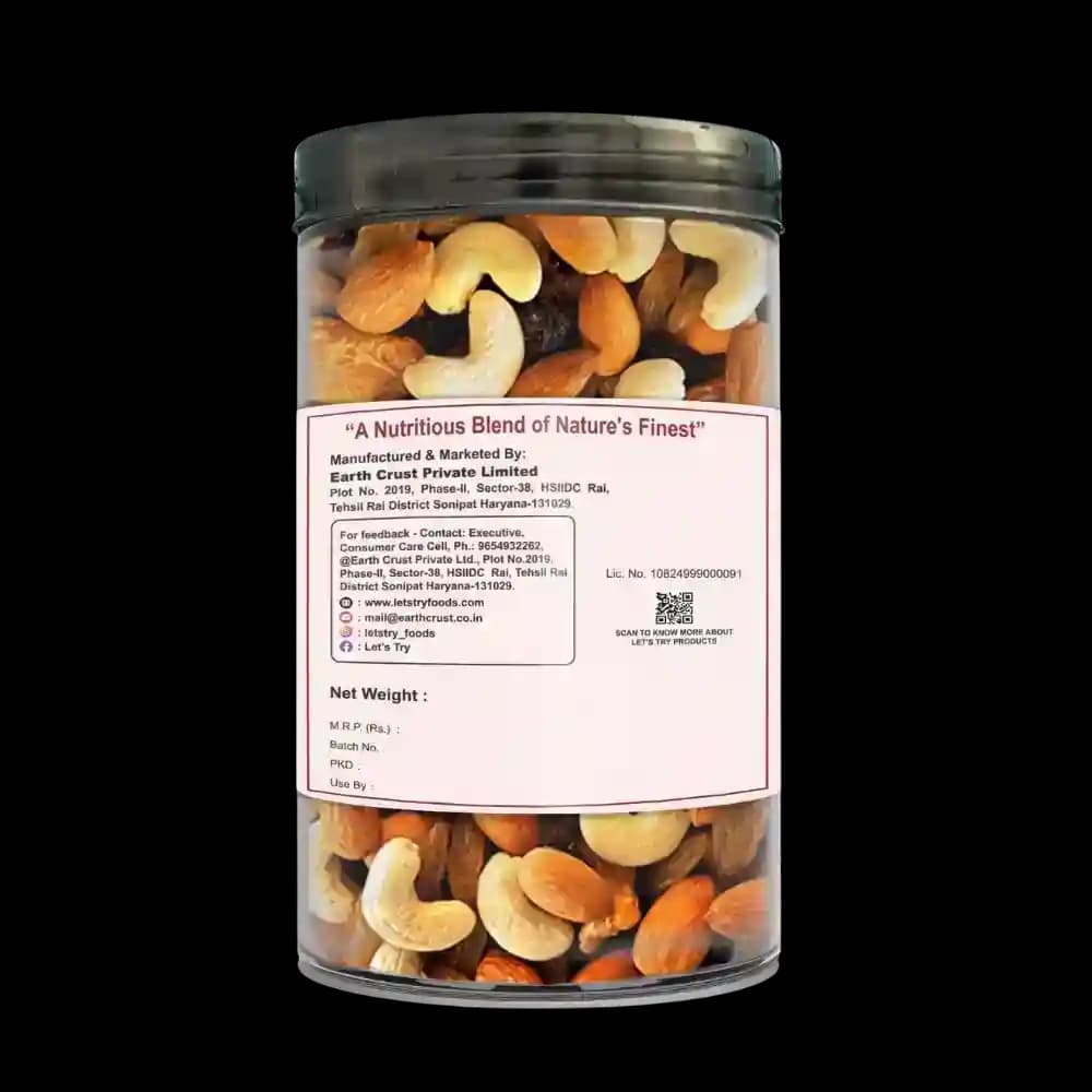 Panchmeva Mix Jar Back Label – Ingredients & Info | Healthy Healthy Indian Mixture | Let's Try Foods