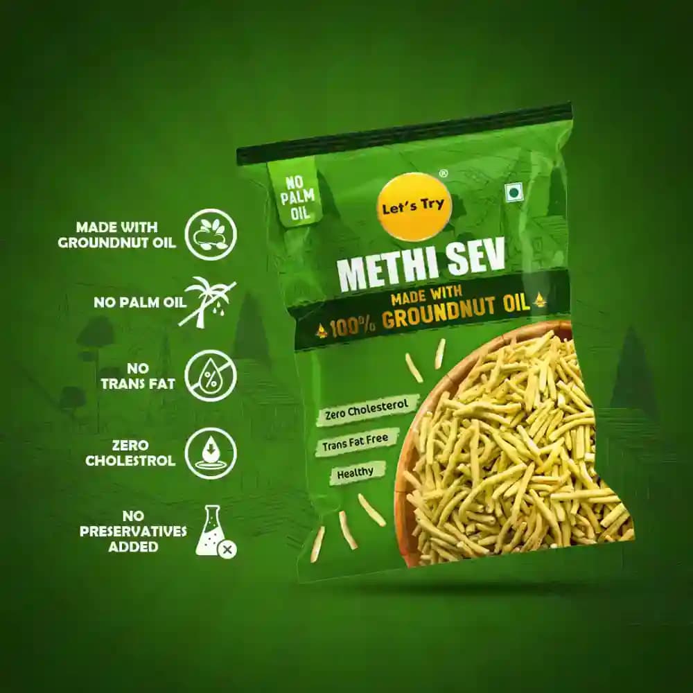 Methi Sev β No Palm Oil, No Maida, No Artificial Flavour | Healthy Indian Snack | Let's Try Foods