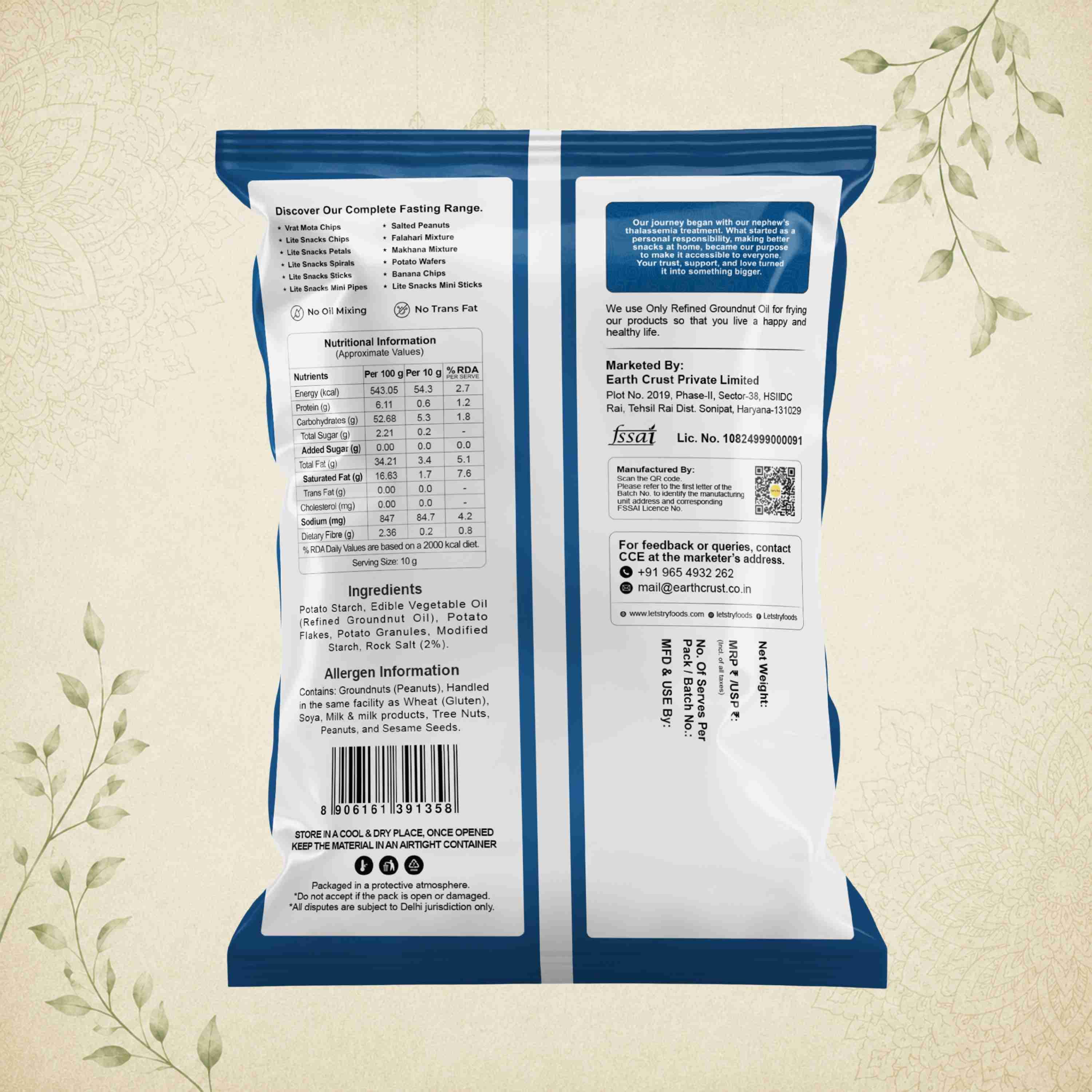 Lite Chips Ingredients & Nutritional Label – No Palm Oil, No Maida Clean Label Healthy Chips | Let's Try Foods