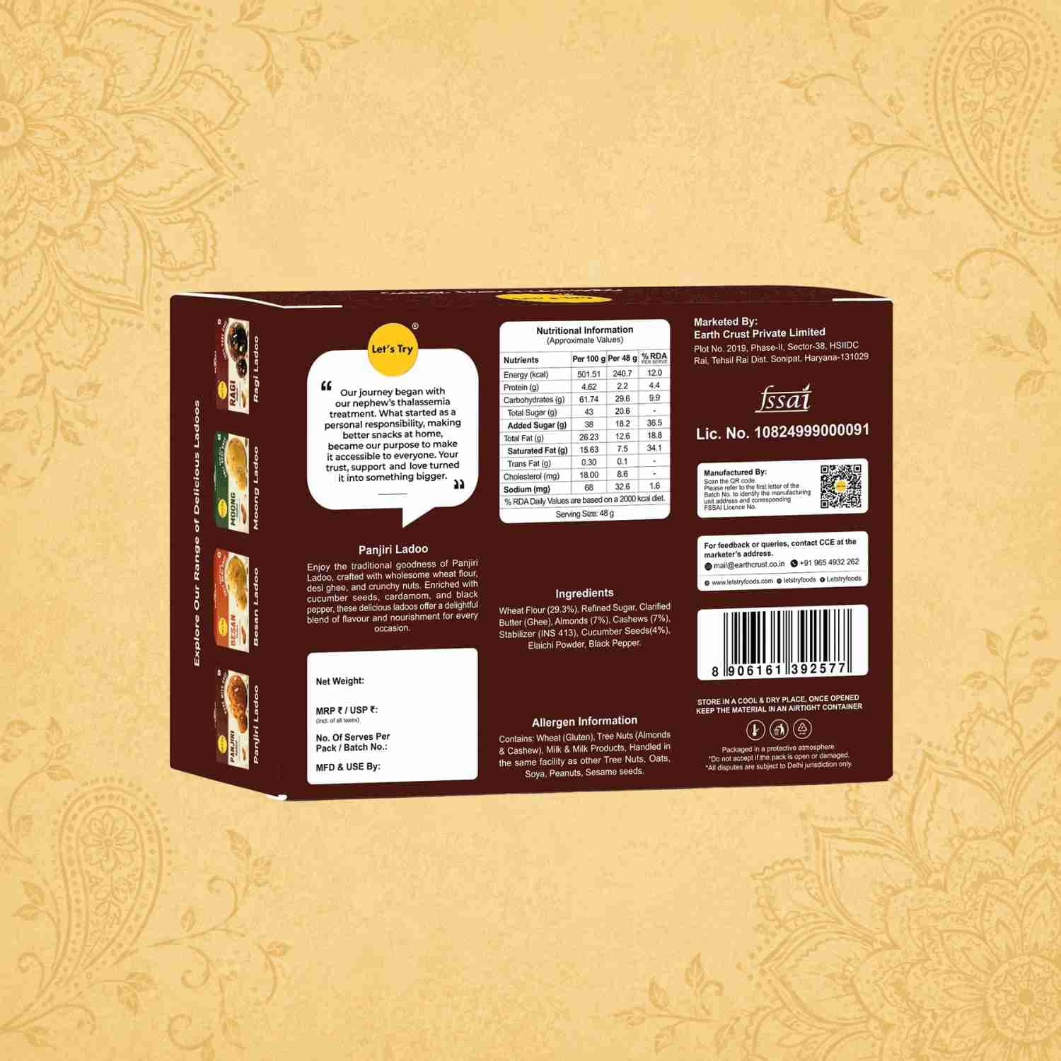 Panjiri Ladoo Ingredients & Nutritional Label – No Palm Oil, No Maida Clean Label Healthy Indian Sweets | Let's Try Foods