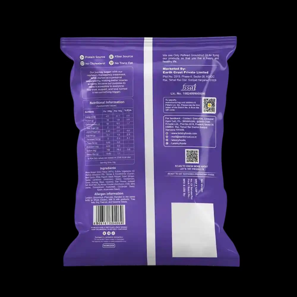 Signature Chana Jor Garam Ingredients & Nutritional Label – No Palm Oil, Groundnut Oil Clean Label Healthy R | Let's Try Foods