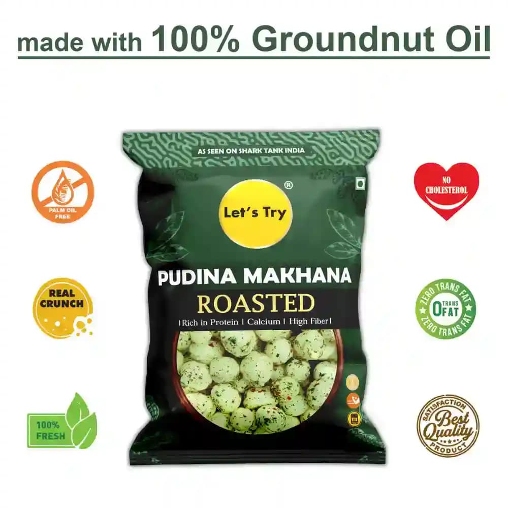 Pudina Makhana – No Palm Oil, No Maida, No Artificial Flavour | Healthy Indian Snack | Let's Try Foods