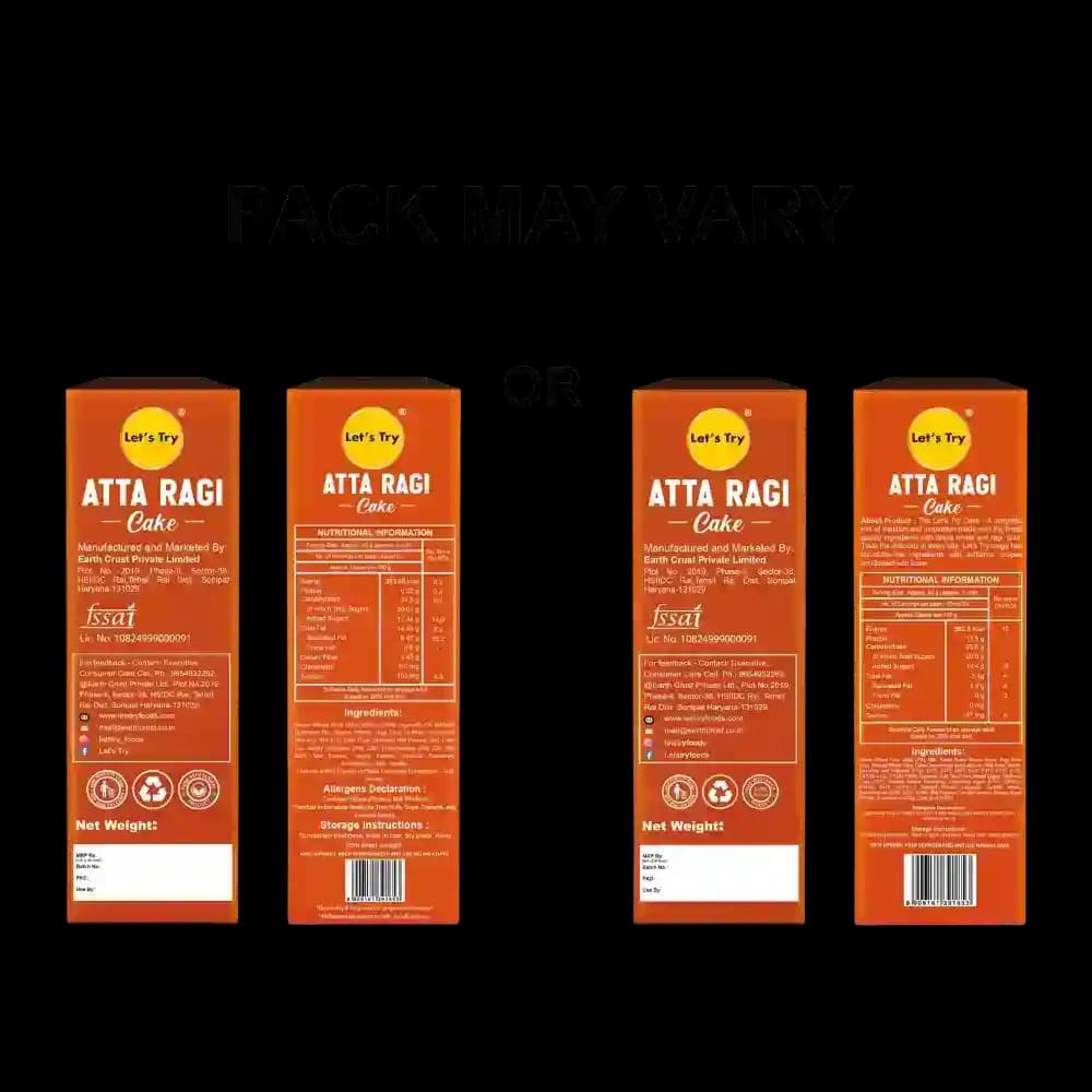 Atta Ragi Cake Back Label – Ingredients & Nutritional Info | Healthy Healthy Baked Snack | Let's Try Foods