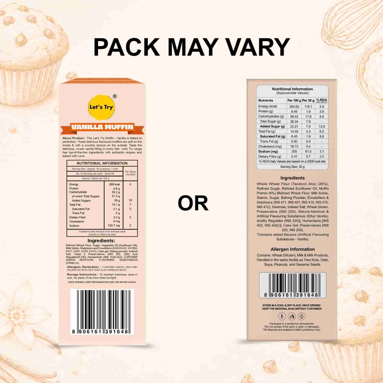 vanilla muffin ingredients pack may vary