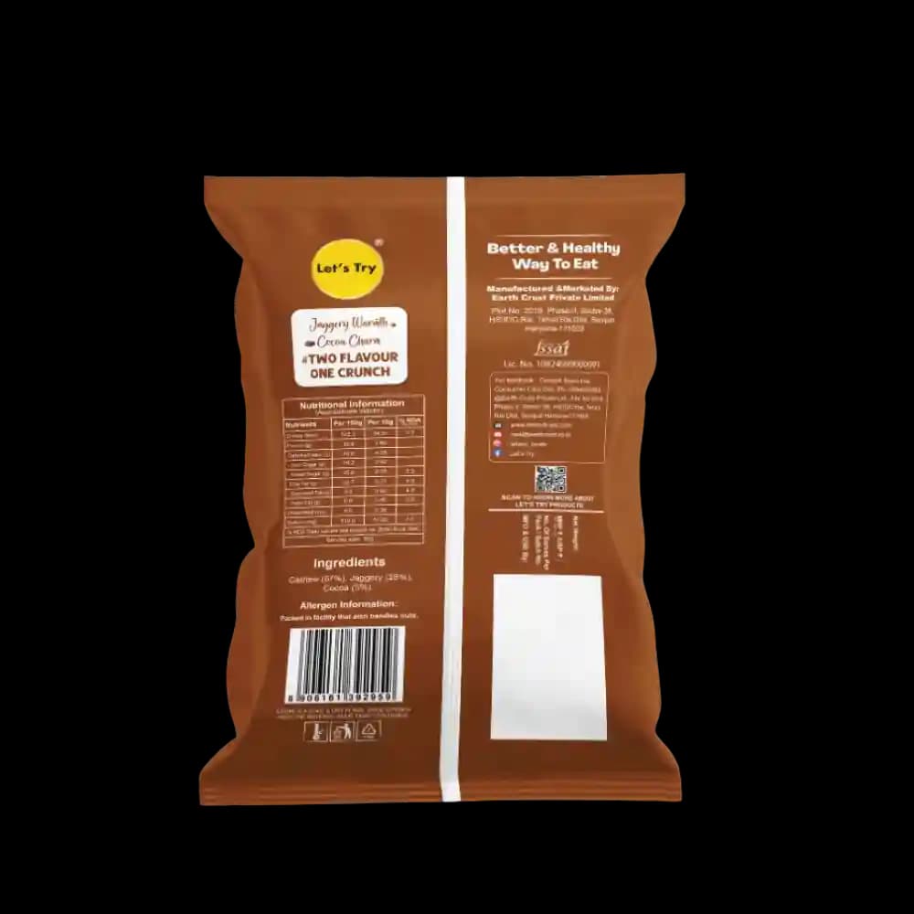 Chocolate Cashew Ingredients & Nutritional Label – No Palm Oil, No Maida Clean Label Premium Roasted Cashew | Let's Try Foods