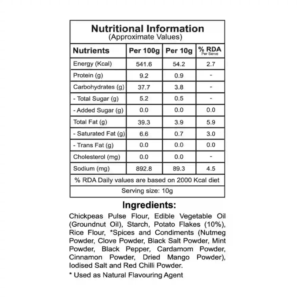 Aloo Bhujia Nutrition Facts β Calories & Ingredients | Healthy Healthy Namkeen | Let's Try Foods