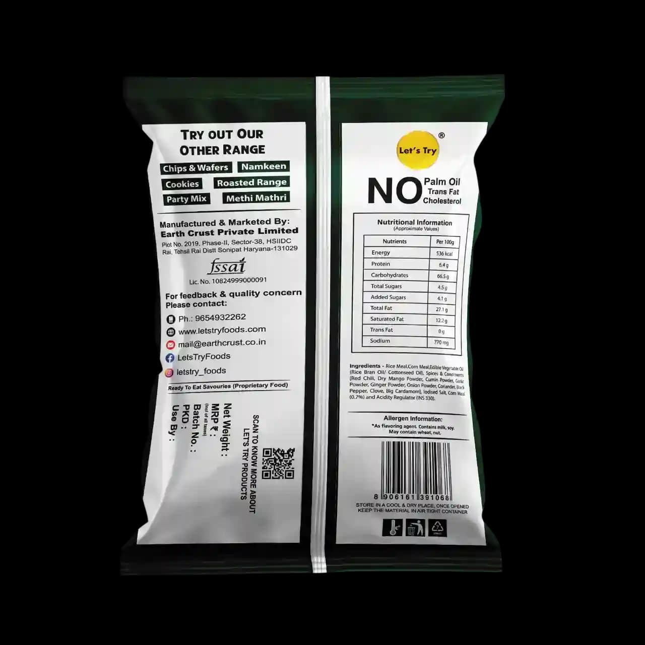 Pudina Rings Ingredients & Nutritional Label – No Palm Oil, No Maida Clean Label Healthy Indian Snack | Let's Try Foods