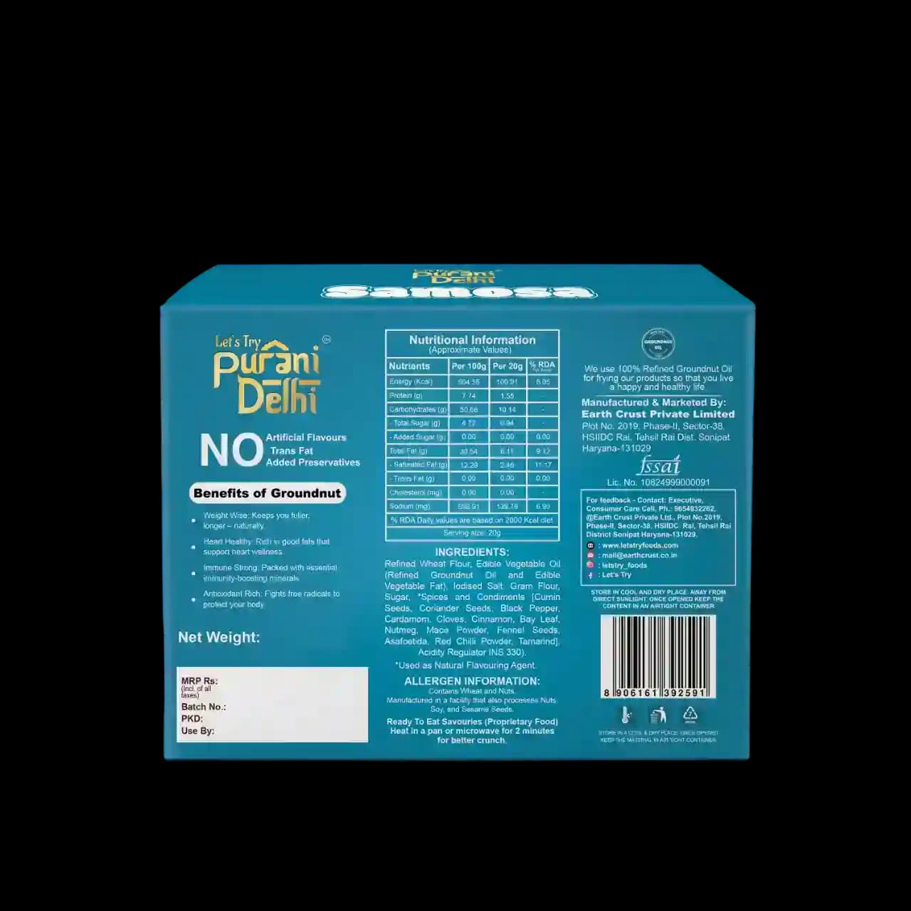 Purani Delhi - Samosa Ingredients & Nutritional Label β No Palm Oil, No Maida Clean Label Traditional Delhi | Let's Try Foods