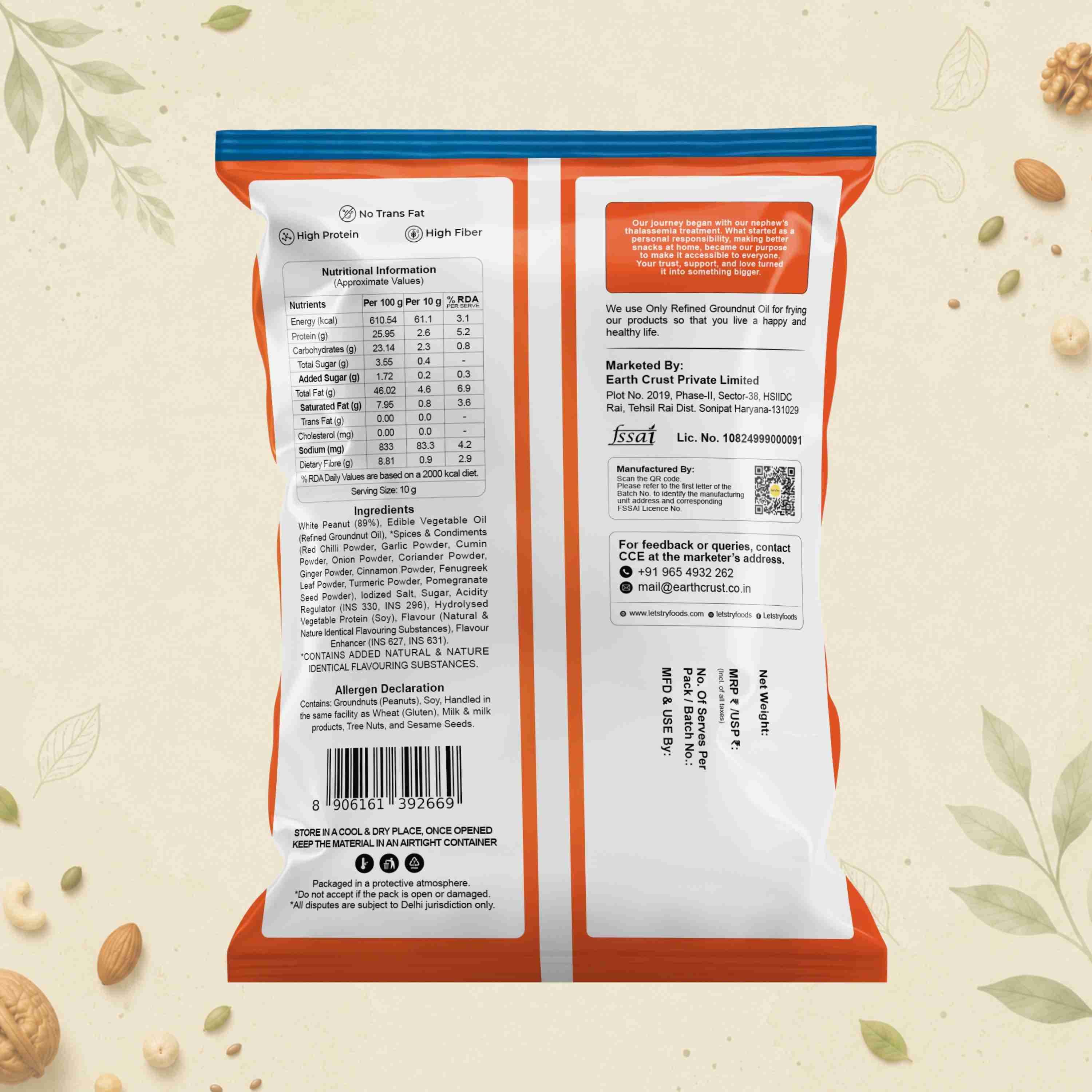 Roasted Peanut Tandoori Ingredients & Nutritional Label – No Palm Oil, No Maida Clean Label Healthy Roasted | Let's Try Foods