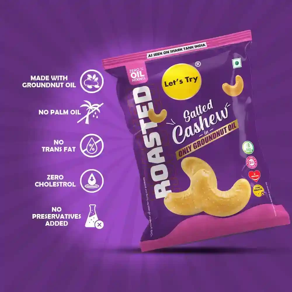 Roasted Salted Cashew ā No Palm Oil, No Maida, No Artificial Flavour | Healthy Indian Snack | Let's Try Foods